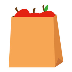 Poster - fresh tomatoes in shopping bag vector illustration design