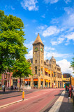 Fototapeta Nowy Jork - Traditional old street and buildings  in Utrecht, Netherlands.