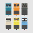 Realistic guitar effects pedal and stomp boxes, vector illustration