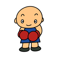 Wall Mural - Boxing fighter cartoon illustration isolated on white background for children color book