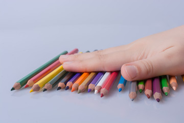  Color Pencils on a white background