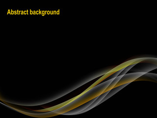 Wall Mural - abstract shiny color gold wave design on dark background.