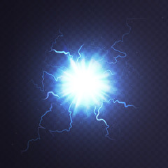 stock vector illustration ball lightning a transparent background. abstract plasma sphere. electric 
