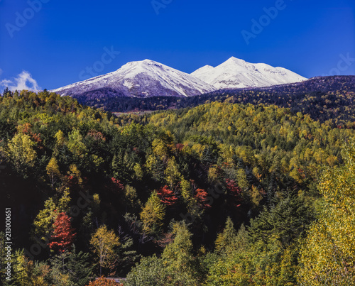 乗鞍岳と乗鞍高原の紅葉 Stock Photo Adobe Stock