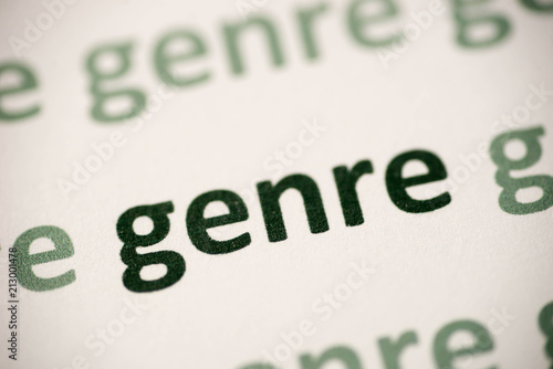 Fotografía word genre printed on paper macro