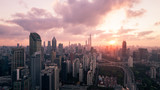 Fototapeta  - Aerial View of Shanghai city in the morning