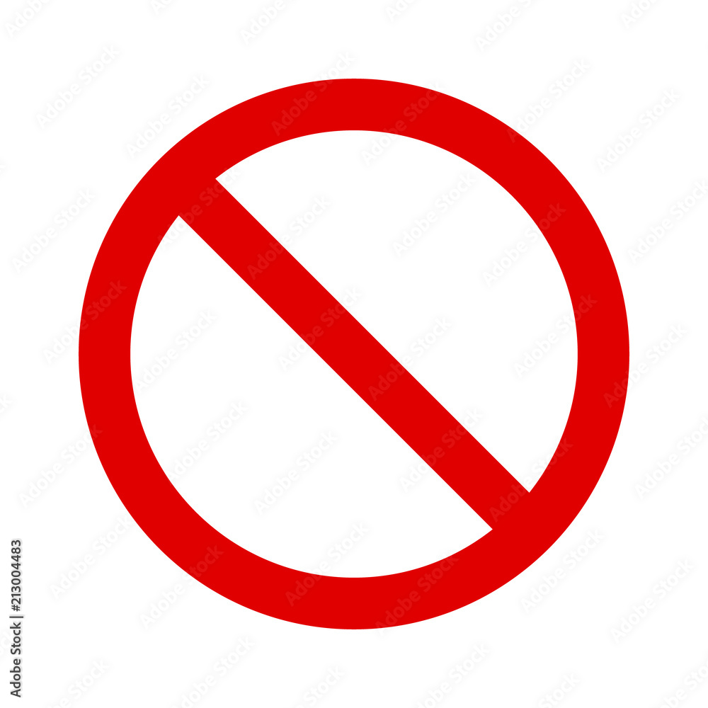 Red ban / banned or restriction sign flat vector icon for print and ...