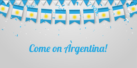 Wall Mural - Come on Argentina! Background with national flags.