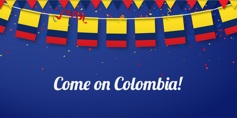 Wall Mural - Come on Colombia! Background with national flags.