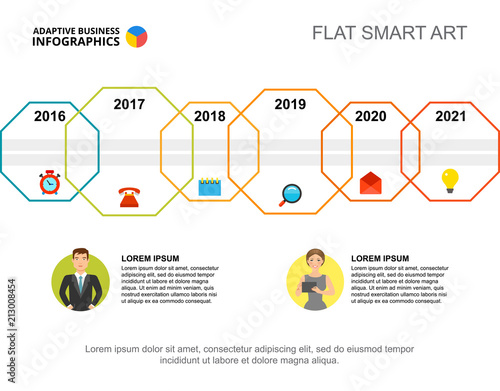 Six Years Timeline Process Chart Template For Presentation - 