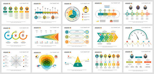 Canvas Print - Colorful research or training concept infographic charts set. Business design elements for presentation slide templates. For corporate report, advertising, leaflet layout and poster design.