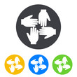 © teracreonte - Icono plano cuatro manos en circulo varios colores