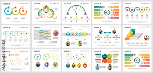 Colorful Workflow Or Teamwork Concept Infographic Charts Set