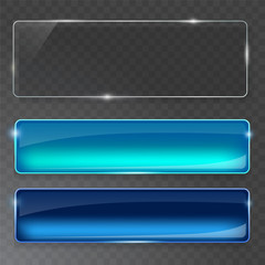 Wall Mural - glass plates set. vector glass banners on transparent background.