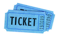 Two Tickets Blue Front View Isolated
