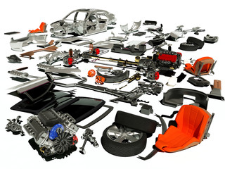 Wall Mural - Disassembled car.