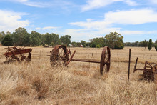 Rusty Farm Equipment In A Paddock In Rural Australia