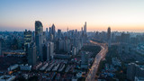 Fototapeta  - Aerial View of Shanghai city in the dawn