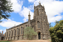 KYNETON, AUSTRALIA - February 11, 2018: St Paul’s Church Of England (1856) Bluestone Building Has Seven Bays And A Tower Which Was Added In 1928