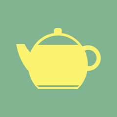 Canvas Print - Yellow plain teapot icon illustration