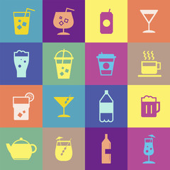 Sticker - Refreshing drinks icons collection illustration