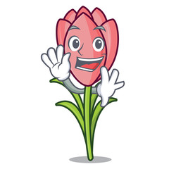 Poster - Waving crocus flower character cartoon