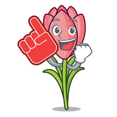 Canvas Print - Foam finger crocus flower mascot cartoon