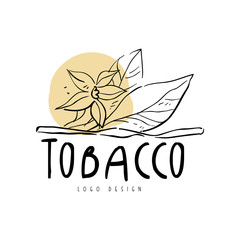 Wall Mural - Tobacco logo, design element can be used for smoke shop, gentlemens club and tobacco products hand drawn vector Illustration on a white background