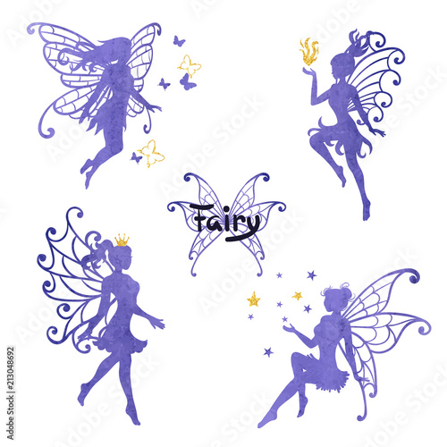 Set of beautiful watercolor...