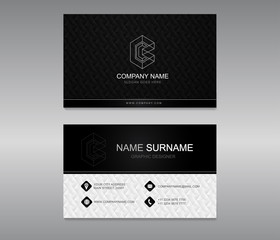 Business card modern and luxury design vector. Minimal and clean name card.Realistic detailed with inspiration from the abstract. Contact card for company. Two sided black and white on texture.