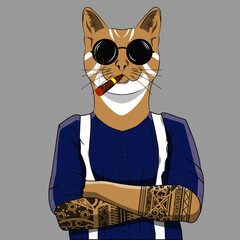 Hipster Cat Smoking