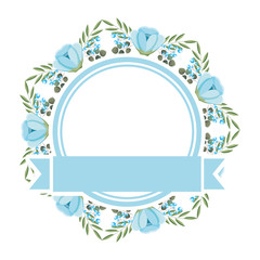 Sticker - beautiful floral wreath and ribbon flowers decoration