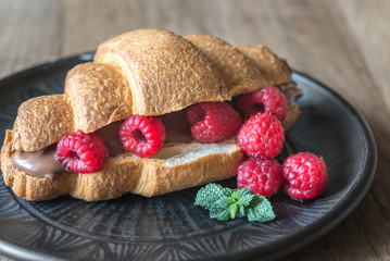 Sticker - Croissant with chocolate paste and fresh raspberries