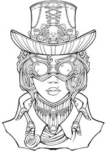 Girl In A Steampunk Style Suit
