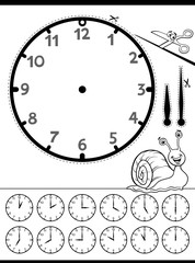 Wall Mural - clock face educational worksheet for kids