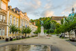 Elisabeth Square in the historic city centre of Miskolc with a statue of Lajos Kossuth
