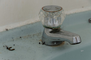 Dusty and dirty bathroom basin