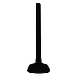 A black and white silhouette of a plunger