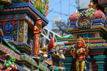 color temple Sri Mariamman thailand bangkok hinduism religion india sculpture gods