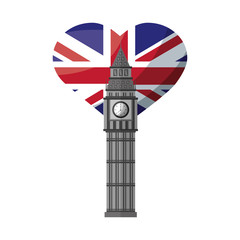 Poster - london big ben and heart with british flag