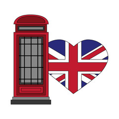 Wall Mural - london telephone box and british flag