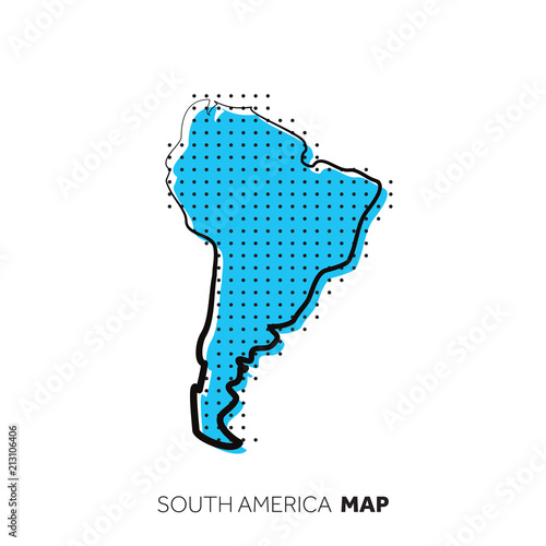 Fotografía South America vector country map. Map outline with dots.
