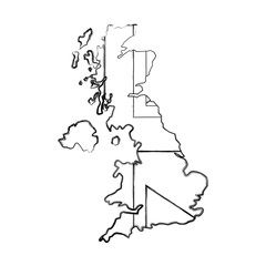 Sticker - map great britain isolated icon