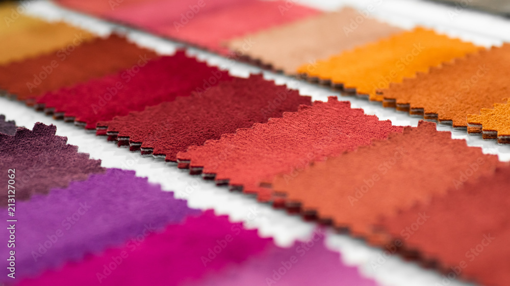 Textile Color Library Catalog of multicolored cloth from matting fabric texture background ...