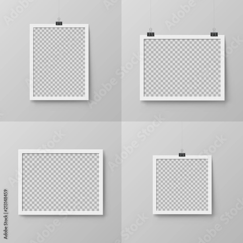 Vertical And Horizontal Realistic Photo Frames Mockup Blank