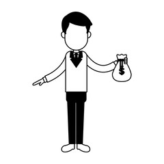 Businessman holding money bag cartoon vector illustration graphic design