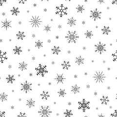 Wall Mural - Vector seamless pattern of black snowflakes.