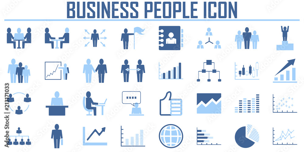 Simple Set of Business People Vector Icons. Icons as Business Meeting ...