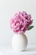 © Joske - A pink hydrangea flower in a small egg shaped white vase.