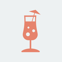 Canvas Print - Umbrella drink cocktail glass illustration